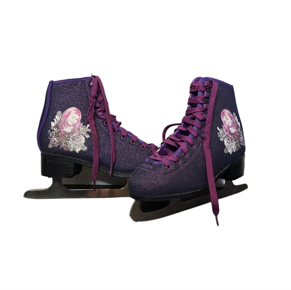 Vintage Disney Hannah Montana Ice Figure Skates Girls 6 Purple Glitter - Picture 1 of 11